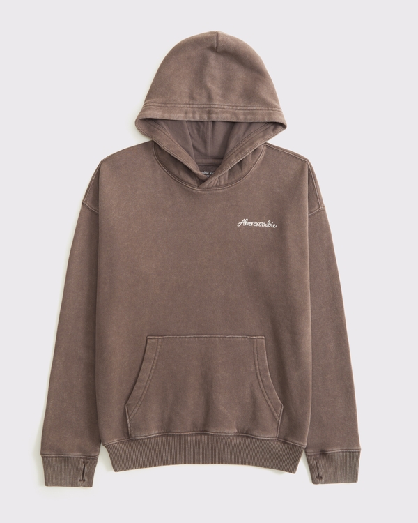 western graphic logo popover hoodie, Light Brown view 2