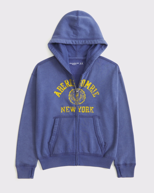 logo full-zip hoodie, Blue view 2