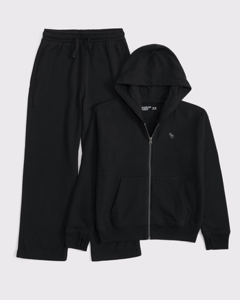 essential icon full-zip hoodie & icon baggy open-hem sweatpants set from Abercrombie & Fitch - $38.99