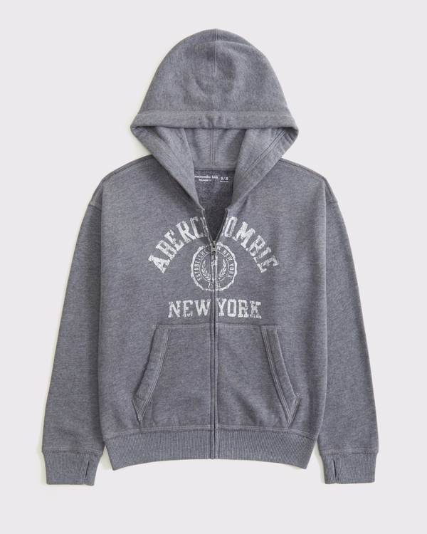 logo full-zip hoodie, Gray view 1