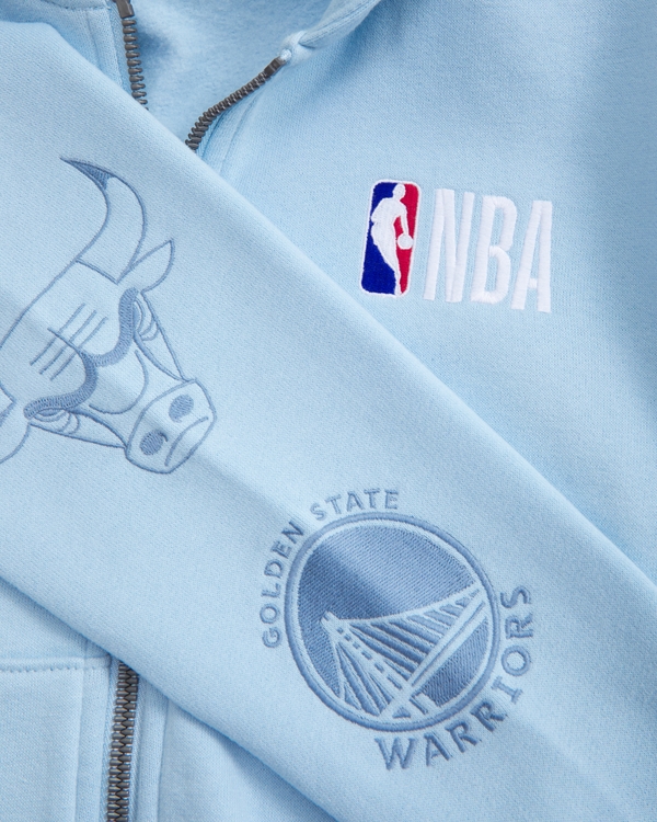 hoodie met rits en nba-print, Lichtblauw view 2