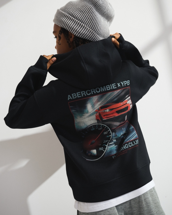 ypb neoknit imagery logo popover hoodie, Black view 1