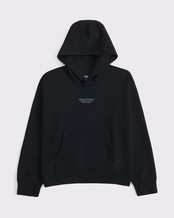 ypb neoknit imagery logo popover hoodie, Black view 2