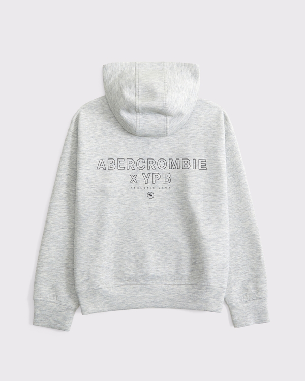 ypb neoknit graphic logo popover hoodie, Light Gray view 1