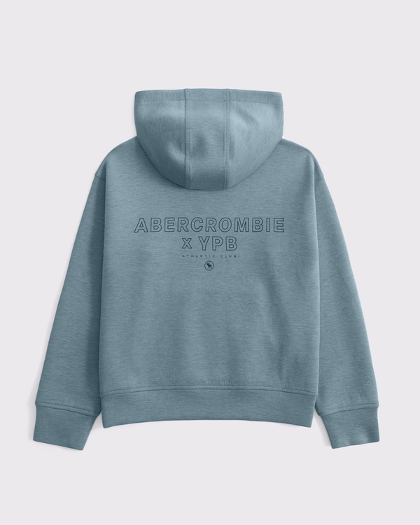 ypb neoknit graphic logo popover hoodie, Gray Teal view 1
