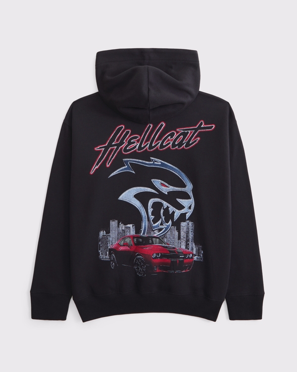 Sweat à capuche à enfiler à graphique Dodge, Med Grey Flat view 1