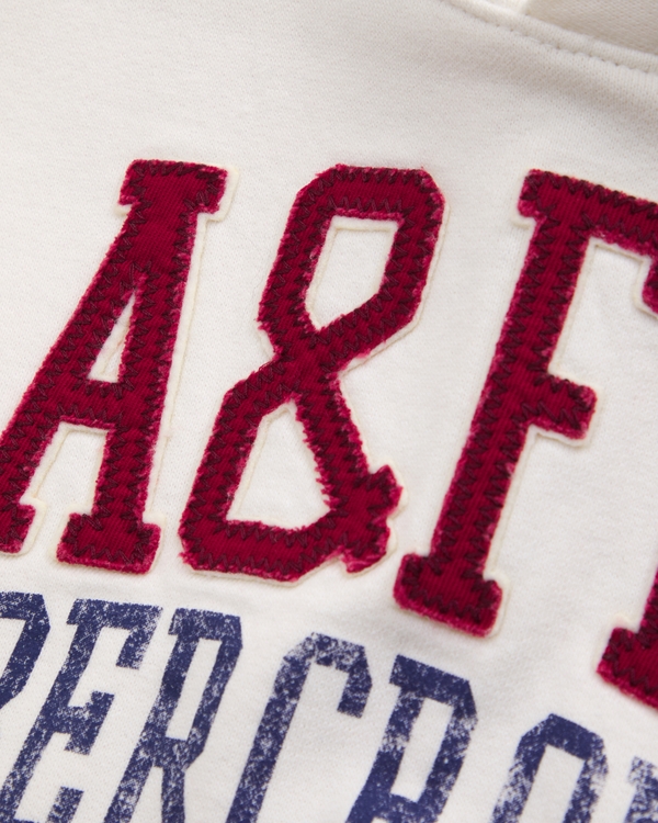 applique logo popover hoodie, Cream view 2