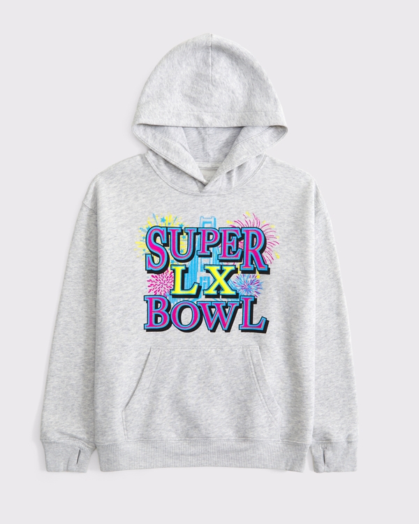 super bowl graphic popover hoodie, Light Gray view 2