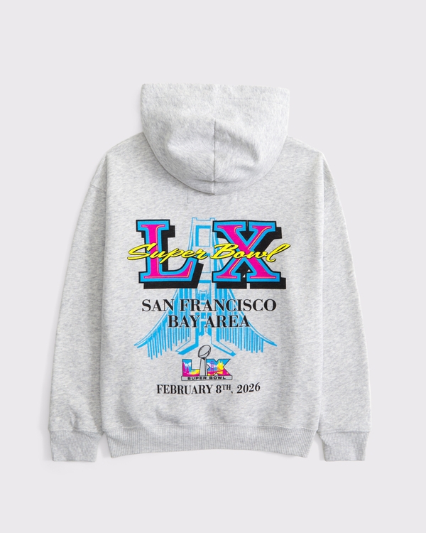super bowl graphic popover hoodie, Light Gray view 1