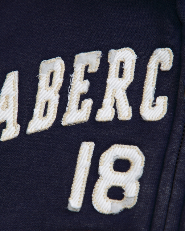 hoodie met rits en logo, Marineblauw view 2