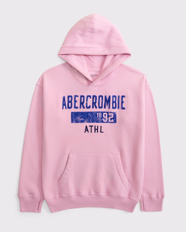applique logo popover hoodie, Soft Pink view 1