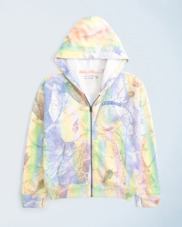 kids pride full-zip hoodie, Rainbow Camo view 1