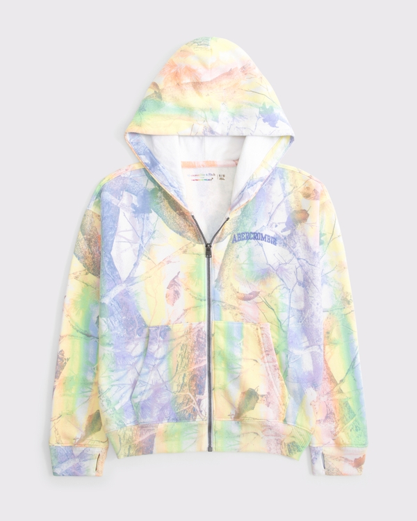 kids pride full-zip hoodie, Rainbow Camo view 1