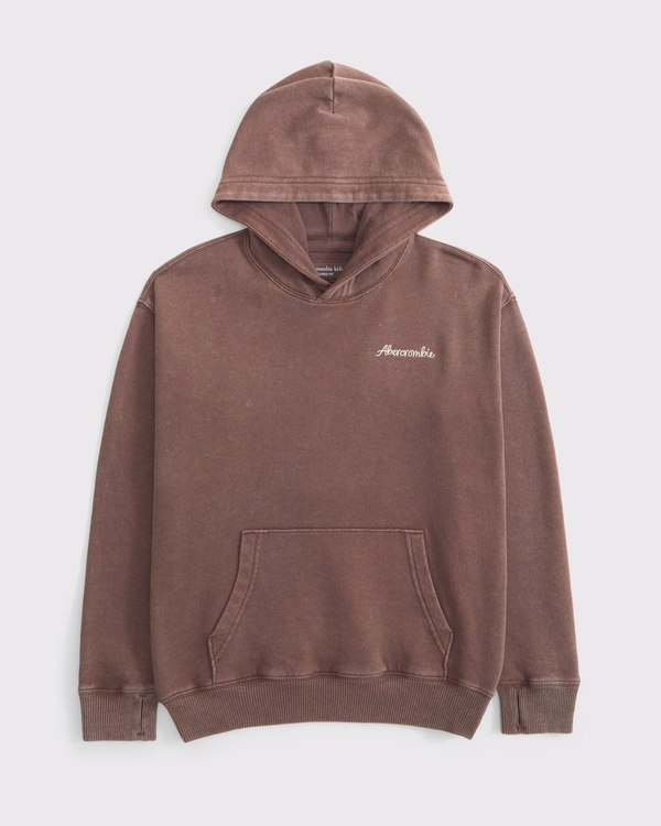 western graphic logo popover hoodie, Brown view 2