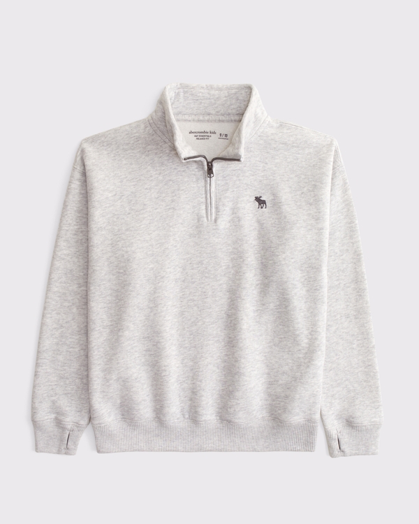 essential icon quarter-zip sweatshirt, Light Heather Grey view 1