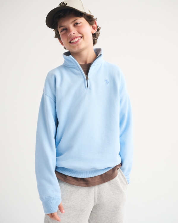essential icon quarter zip sweatshirt, Cerulean Blue view 1