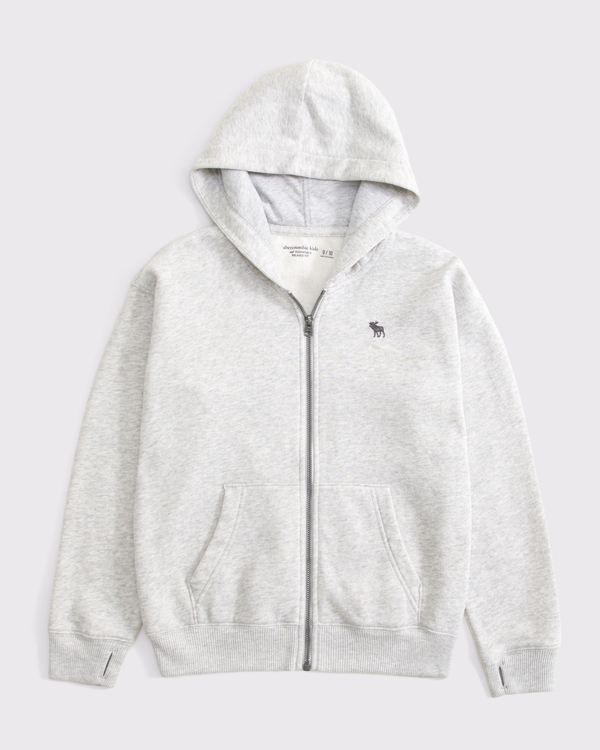 essential icon full-zip hoodie, Light Heather Gray view 1
