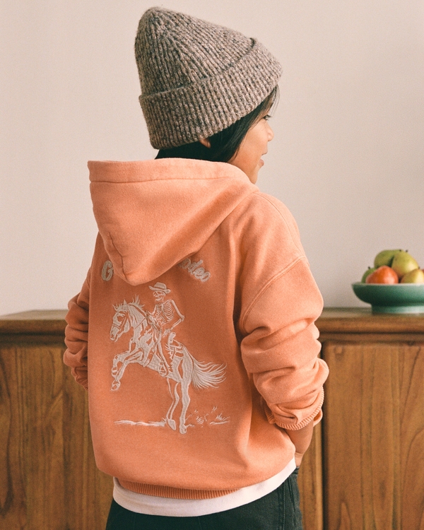 graveyard rodeo logo popover hoodie, Orange view 1