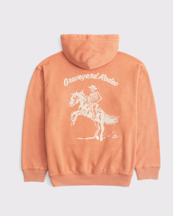 graveyard rodeo logo popover hoodie, Orange view 1
