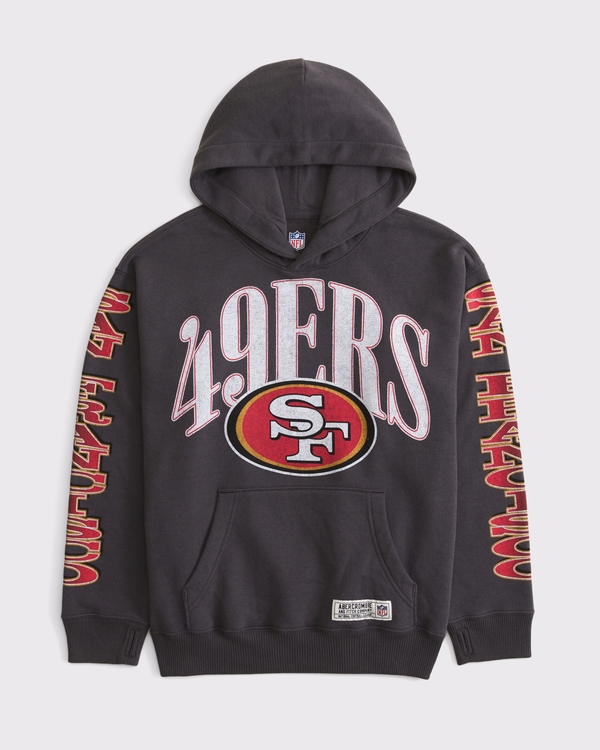 kids san francisco 49ers graphic popover hoodie, Dark Gray - 49ers view 1