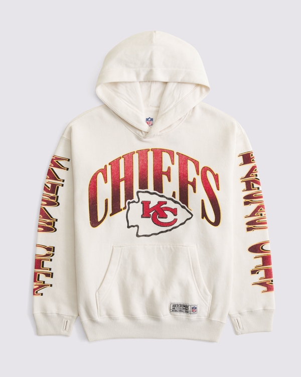 kids kansas city chiefs graphic popover hoodie, Cream - Chiefs view 1