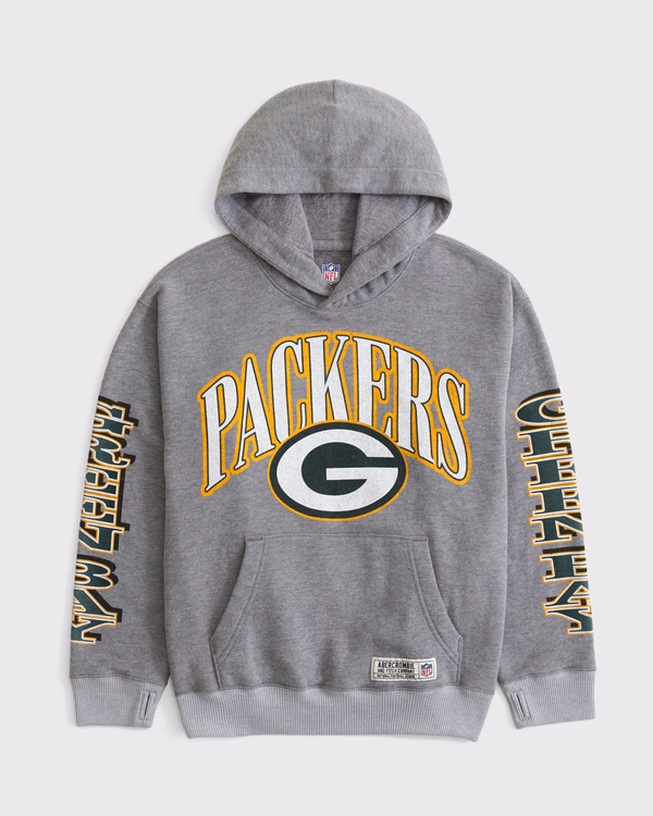 kids green bay packers graphic popover hoodie, Gray - Packers view 1