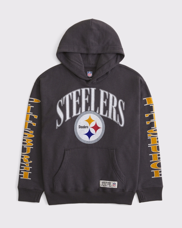 kids pittsburgh steelers graphic popover hoodie, Dark Gray - Steelers view 1