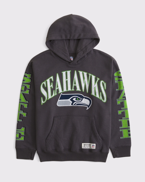 kids seattle seahawks graphic popover hoodie, Dark Gray - Seahawks view 1