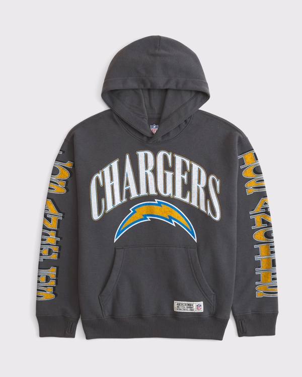 kids los angeles chargers popover hoodie, Charcoal - Chargers view 1