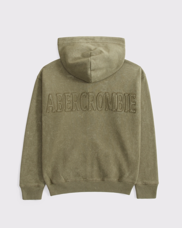 logo full-zip hoodie, Olive Green view 2