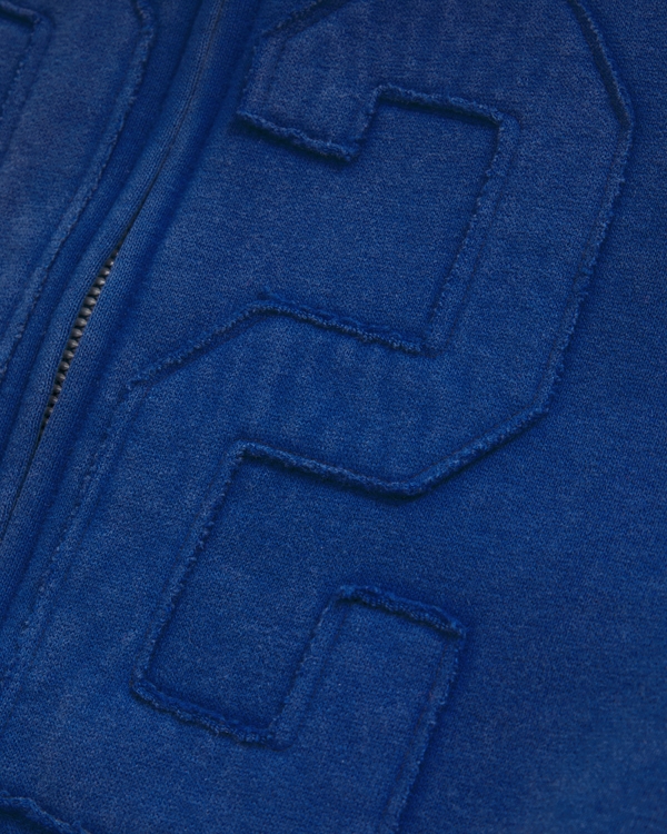 Sweat à capuche zippé sur toute la longueur avec appliqué, Bleu view 2