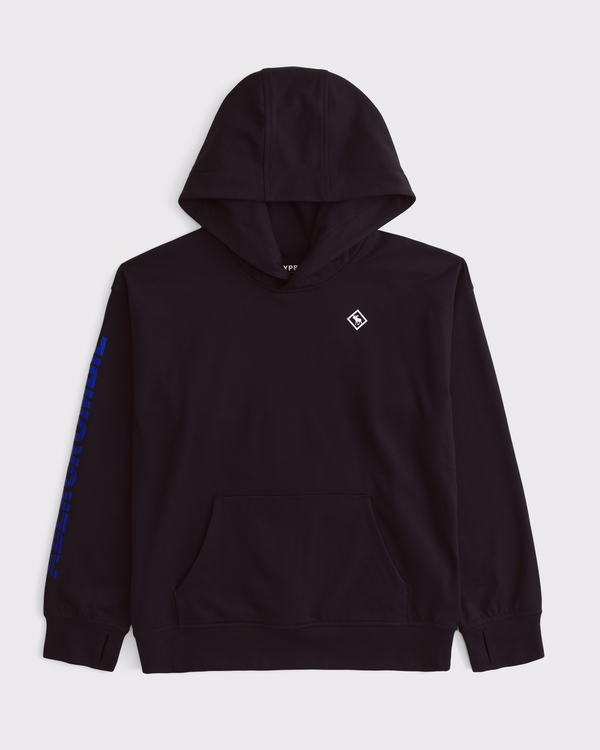 ypb active logo popover hoodie, Black view 2