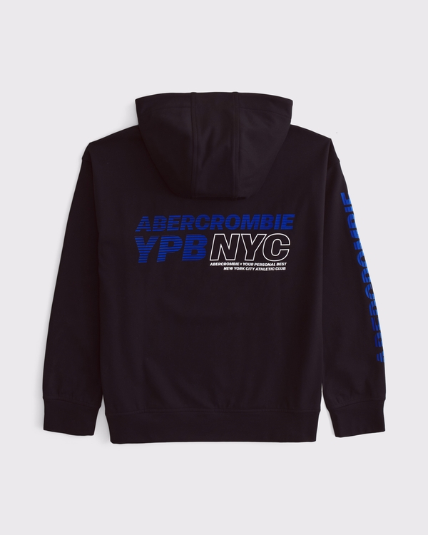 ypb active logo popover hoodie, Black view 1