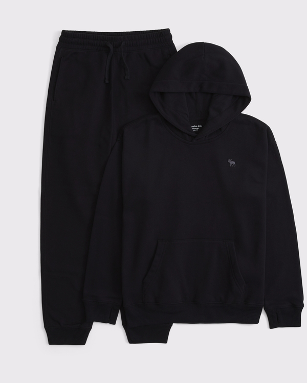 essential icon hoodie and jogger set, Black view 1