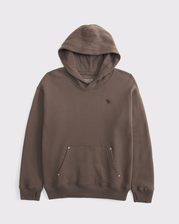 essential studded icon hoodie, Ash Brown view 1