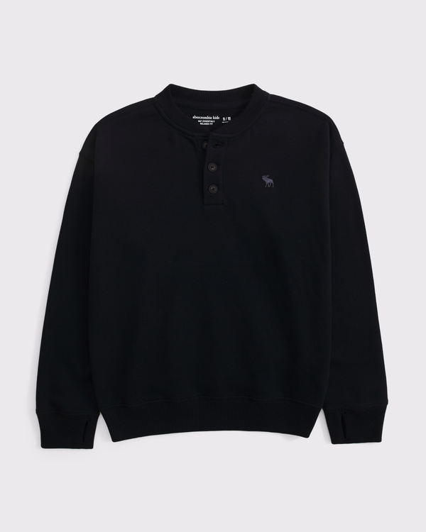 essential icon henley sweatshirt, Black view 1