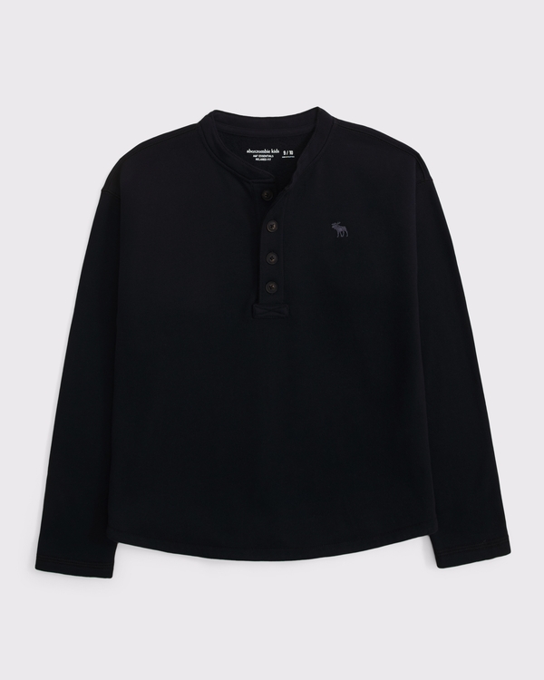essential icon henley sweatshirt, Black view 1