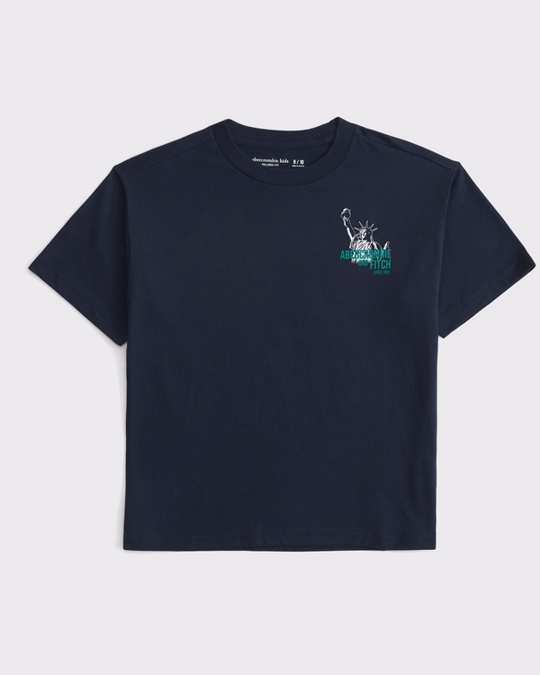 relaxed logo tee, Deep Blue view 2