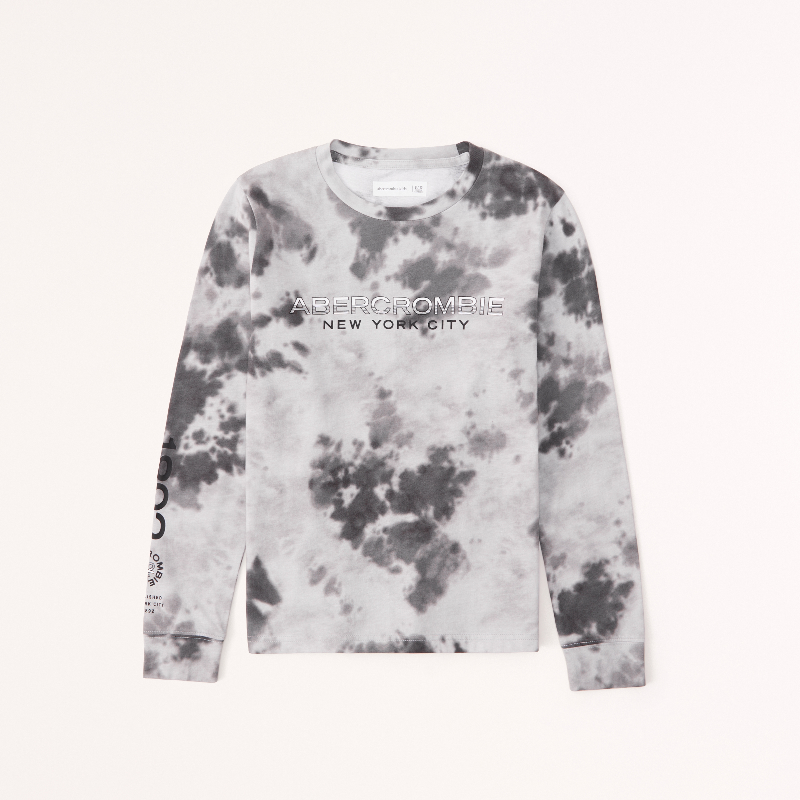 boys tie dye long sleeve print logo tee boys sale Abercrombie