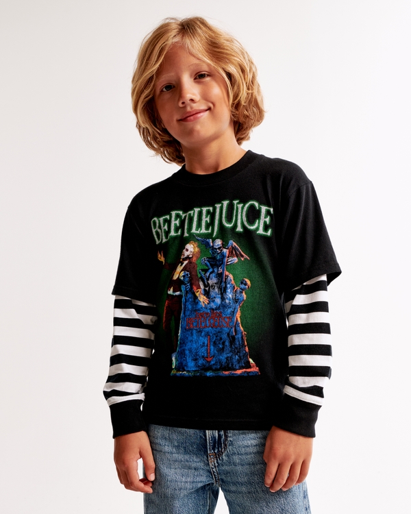 beetlejuice long-sleeve twofer graphic tee