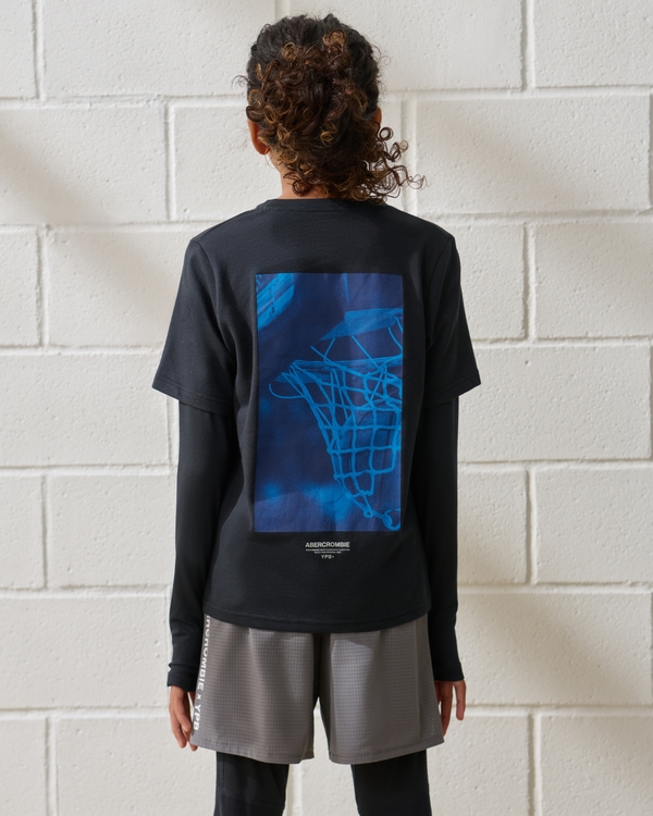ypb all day cool logo twofer tee, Black view 1