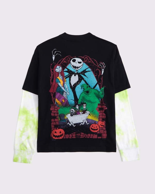 nightmare before christmas twofer graphic tee, Black view 1