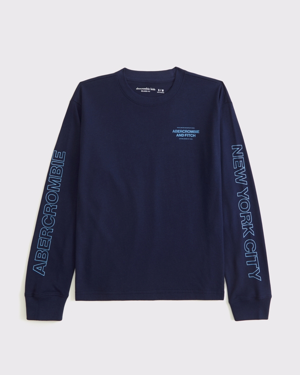 long-sleeve logo tee, Navy view 1