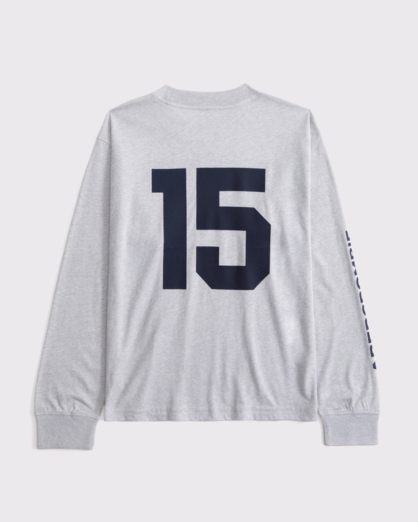 long-sleeve graphic logo tee, Light Gray view 1