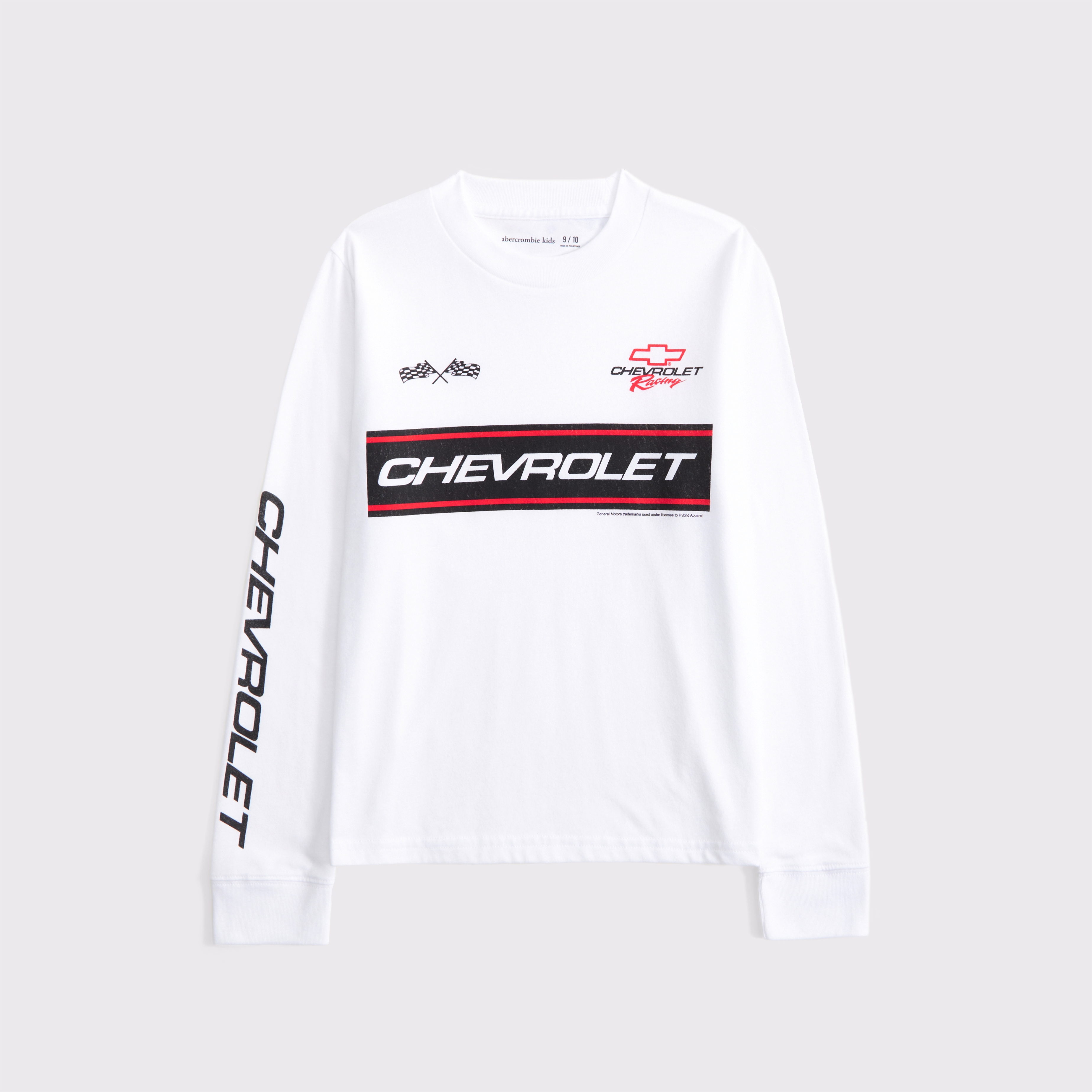 Abercrombie & Fitch Kids' Long-sleeve Chevrolet Graphic Tee In White