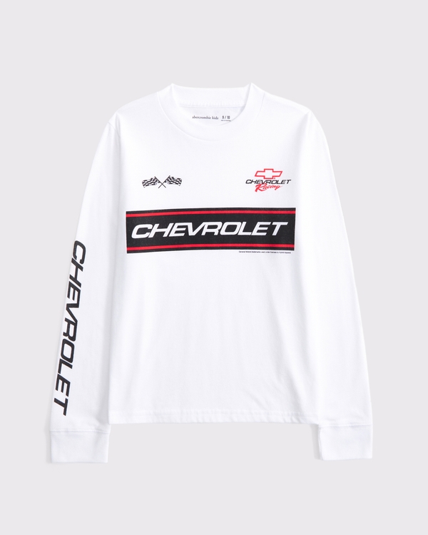 long-sleeve chevrolet graphic tee, White view 1