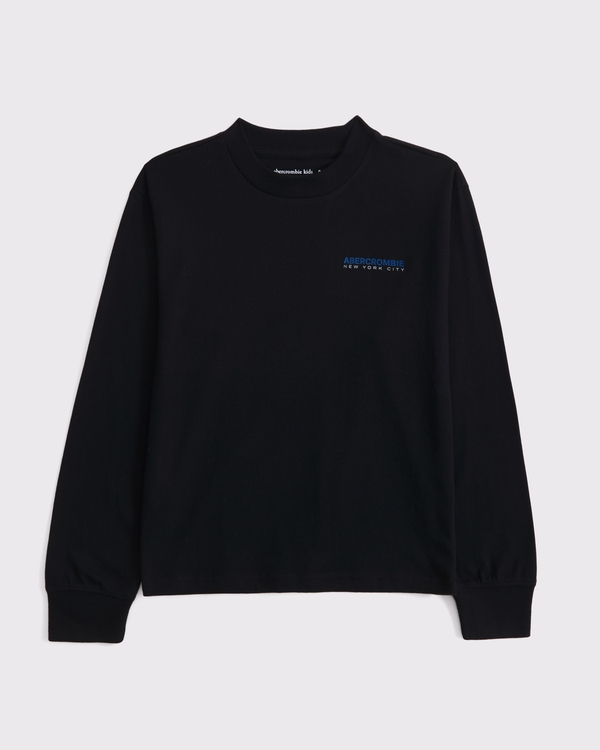 long-sleeve logo tee, Black view 2