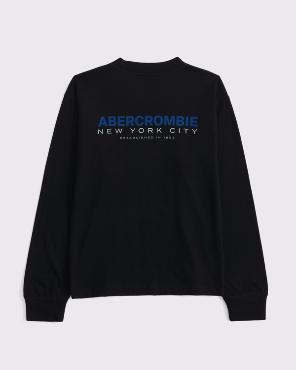 long-sleeve logo tee, Black view 1