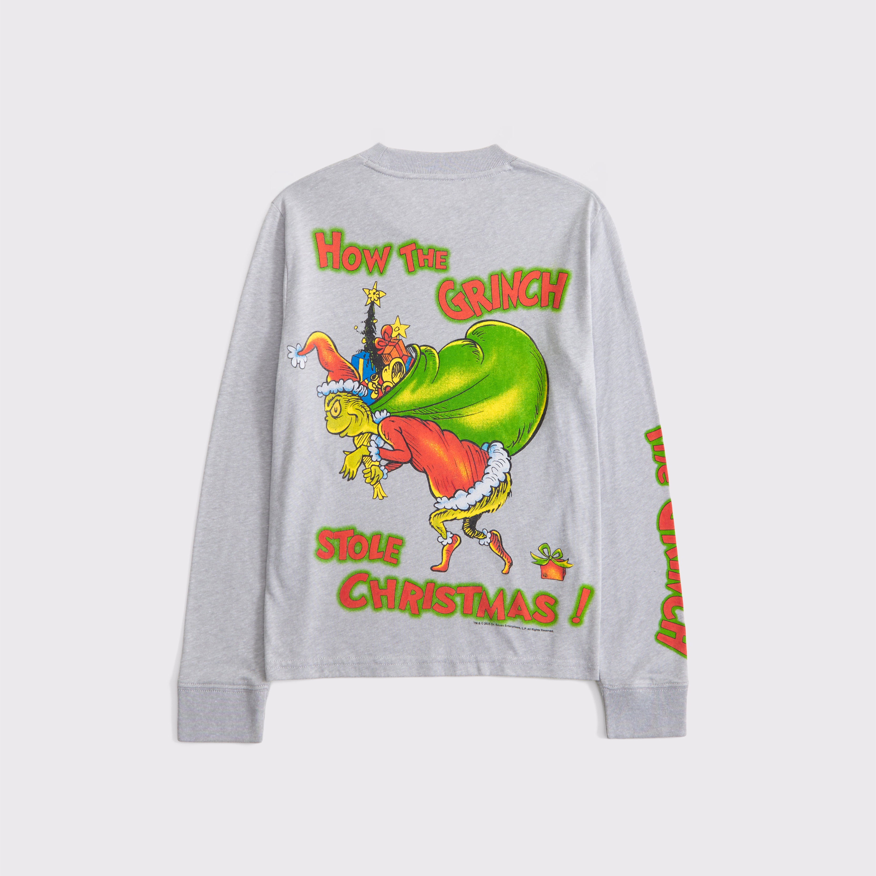 Abercrombie & Fitch Kids' Long-sleeve The Grinch Graphic Tee In Gray