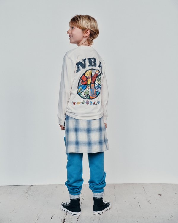 long-sleeve nba graphic tee, Cream view 1